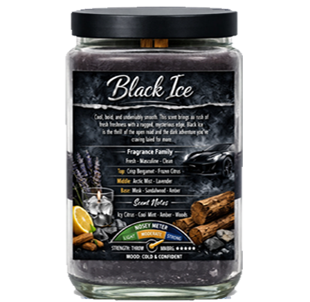 BLACK ICE (TYPE) HAND POURED LUXURY JAR CANDLE 3 SIZES AVAIL. 16.7oz - 26.2oz - 32.2oz
