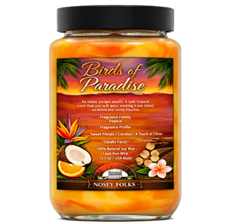 BIRDS OF PARADISE (TYPE) HAND POURED LUXURY JAR CANDLES (3 SIZES AVAIL.) 16.7oz - 26.2oz - 32.2oZ