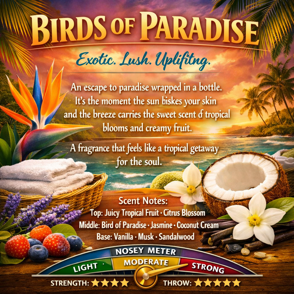 BIRDS OF PARADISE (TYPE) HAND POURED LUXURY JAR CANDLES (3 SIZES AVAIL.) 16.7oz - 26.2oz - 32.2oZ
