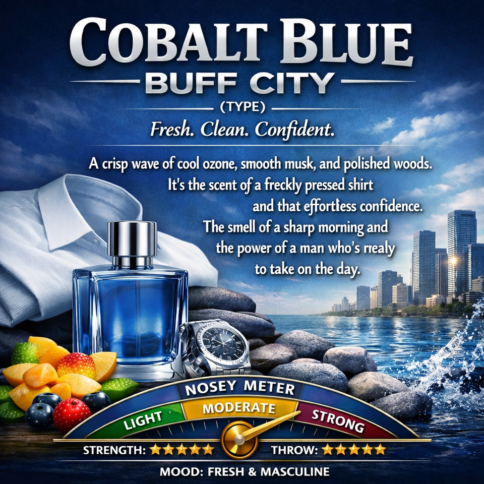 COBALT BUFF CITY (TYPE)HAND POURED JAR CANDLES 3 SIZES 16.7oz - 26.2oz - 32.2oz