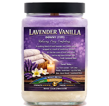 LAVENDER VANILLA DOWNY (TYPE) HAND POURED LUXURY JAR CANDLES (3 SIZES AVAIL.) 16.7oz - 26.2oz - 32.2oz