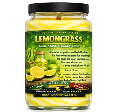 LEMON GRASS (TYPE) HAND POURED LUXURY JAR CANDLE 3 SIZES AVAIL.  16.7oz - 26.2oz - 32.2oz