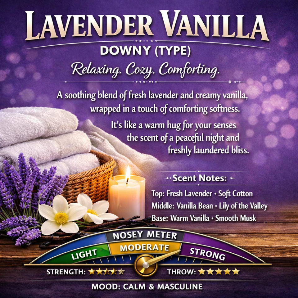 LAVENDER VANILLA DOWNY (TYPE) HAND POURED LUXURY  JAR CANDLE