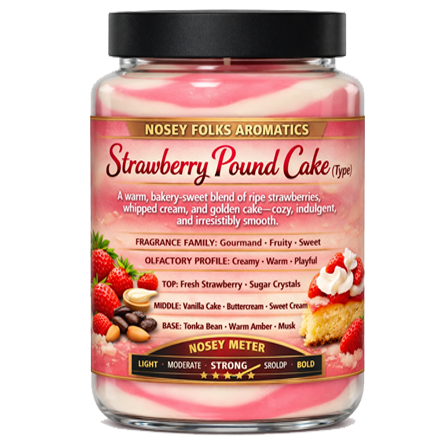 STRAWBERRY POUND CAKE (TYPE) HAND POURED JAR CANDLES 3 SIZES 16.7oz - 26.2oz - 32.2oz