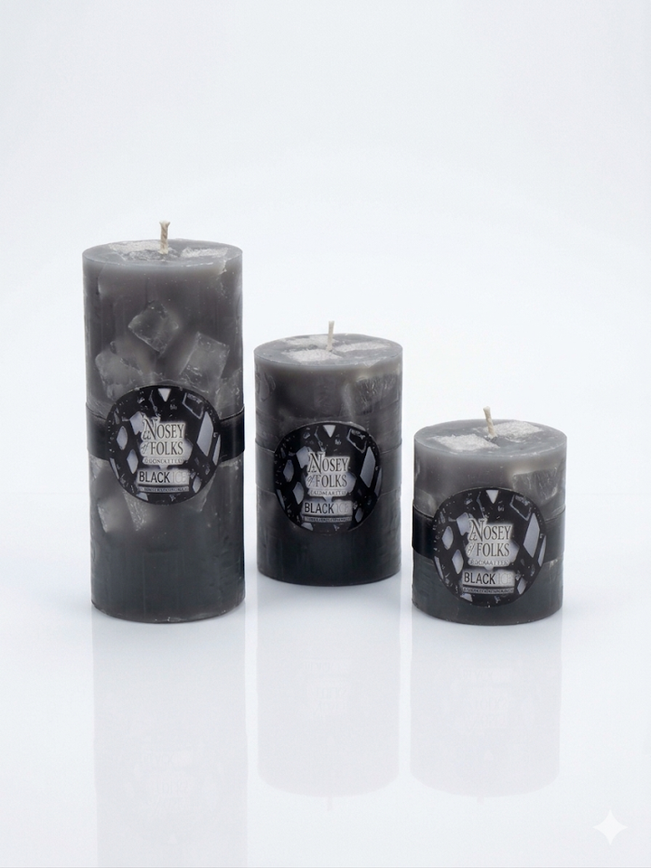 BLACK ICE (TYPE) PILLAR CANDLE