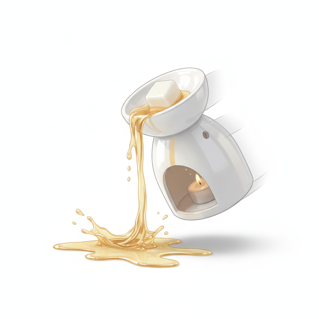 Oil warmer tipping over and spilling wax